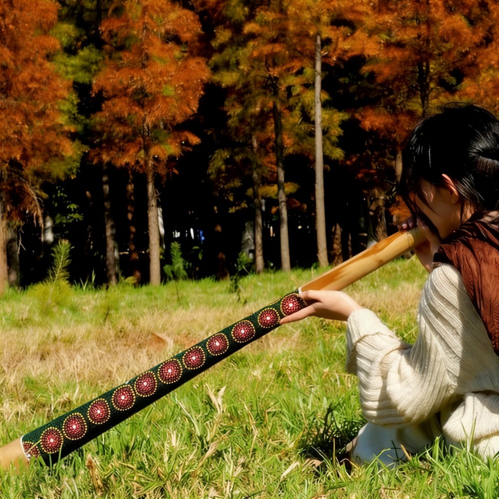 Musical Instrument Didgeridoo - Tik Ağacı Didgeridoo Boyalı 100/120/130/150cm Ses