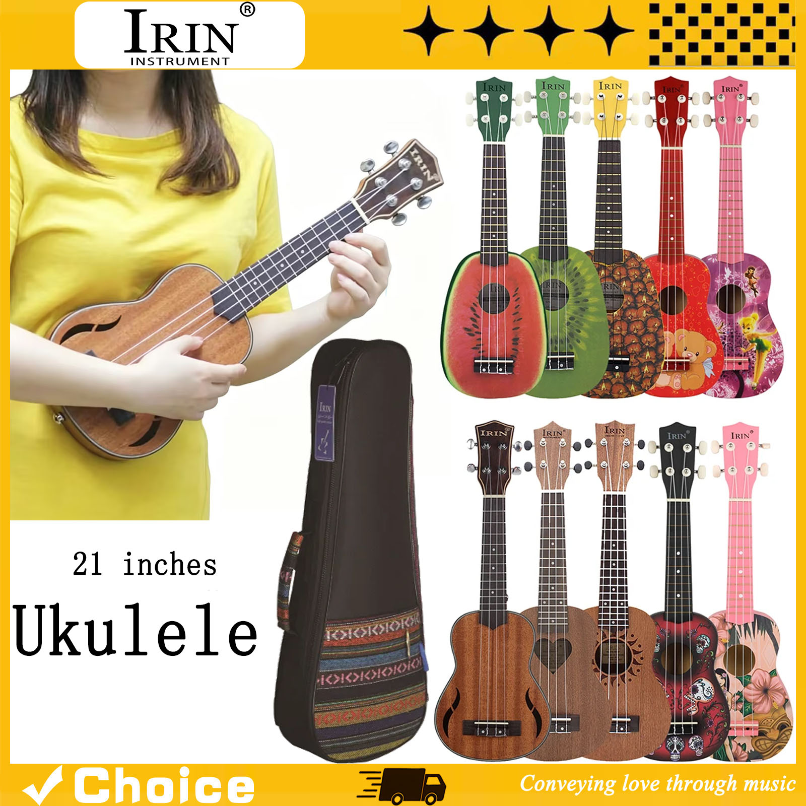 Musical Instrument Names - 21 inç Ukulele Hawaii Gitar Soprano